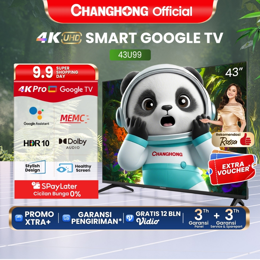 Changhong 43 inch 4K TV UHD HDR10 MEMC ALLM Google TV Smart TV Dolby Audio DBX-TV Digital TV Google 