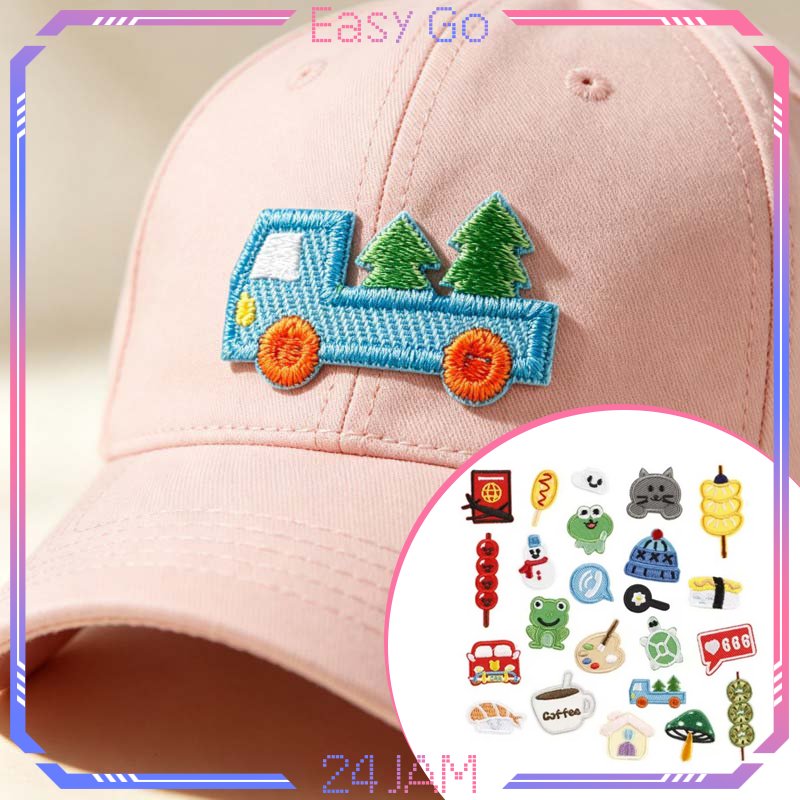 Isi 22pcs Patch Bordir Tempel Lucu Kartun Embroidery Patch Bordir Tempelan Bordir Jahit Patch