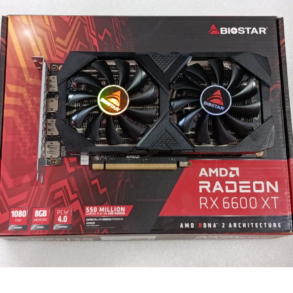 BIOSTAR GAMING RX 6600XT 8GB 128BIT DDR6 LIKE NEW FULLSET