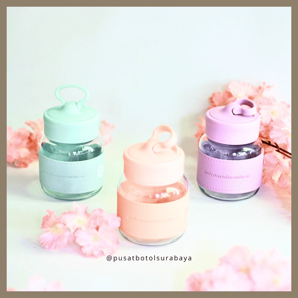 3-Botol Minum Kaca Holder Box Souvenir Lucu