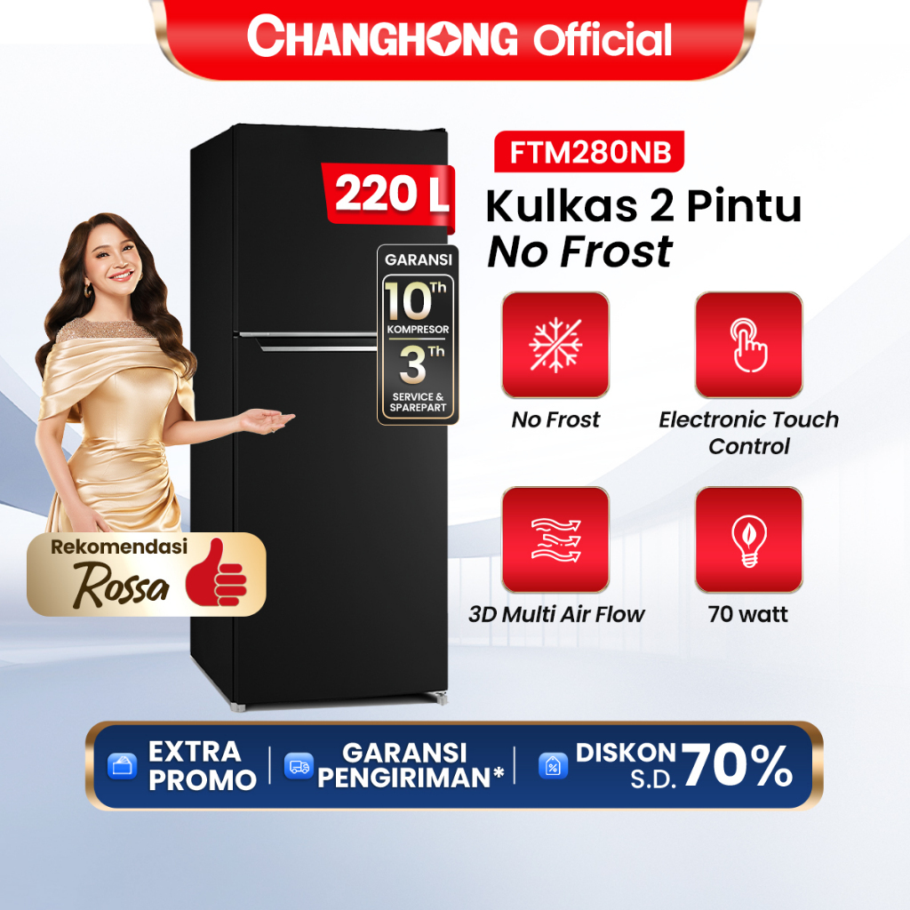 [Bebas Bunga Es] Changhong Kulkas 2 Pintu  (Refrigerator) Kulkas No Frost Tanpa Bunga Es Lemari Es K