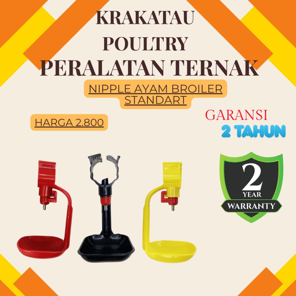 NIPLE BROILER NIPLE AYAM PIPA AIR 3/4 inchi BULAT - Tempat Minum Ayam Broiler (1 Set Komplit)