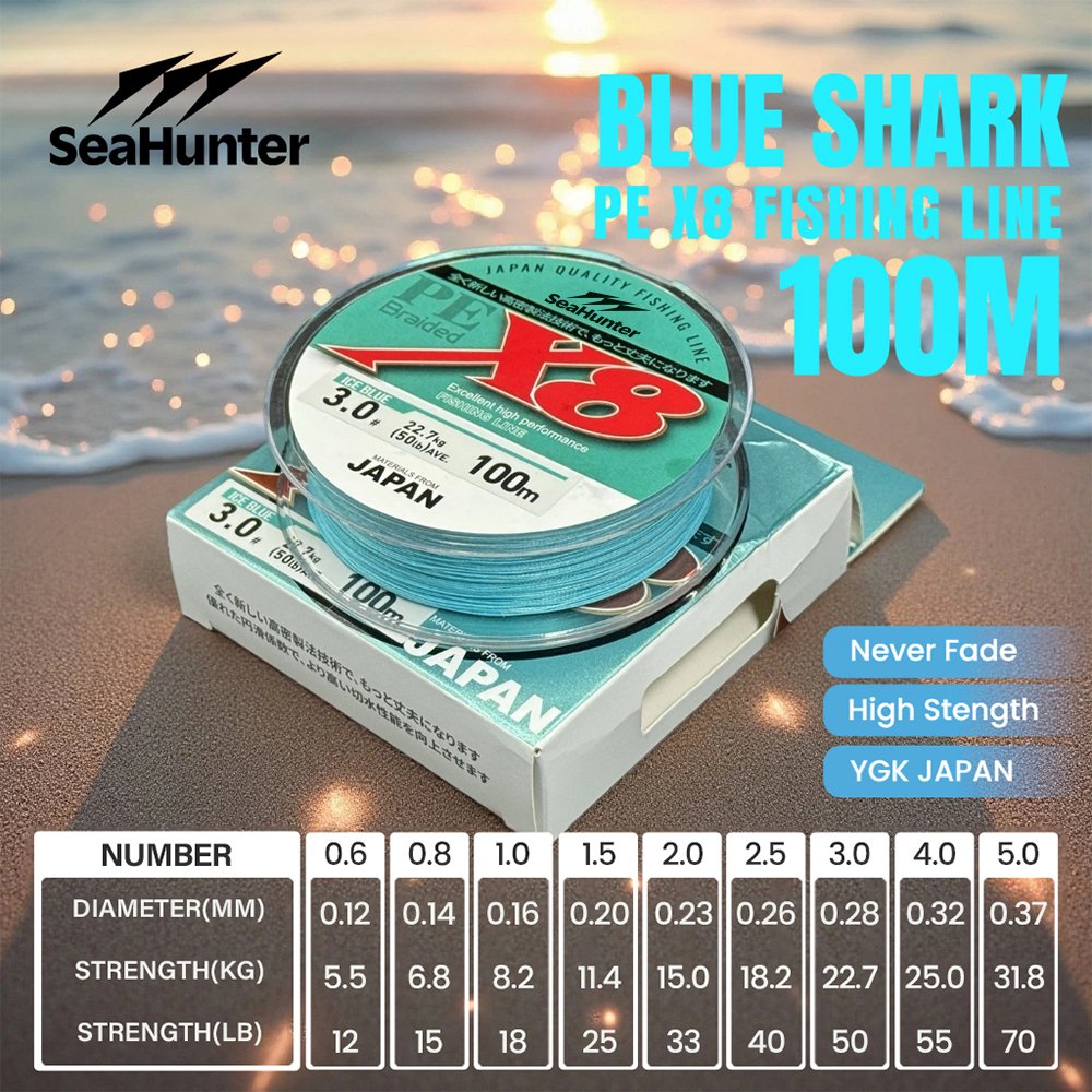 [OFFICIAL] SeaHunter Blue Shark Senar PE X8 100M/150M/300M - Senar Pancing Tahan Aus Anti Kusut, War