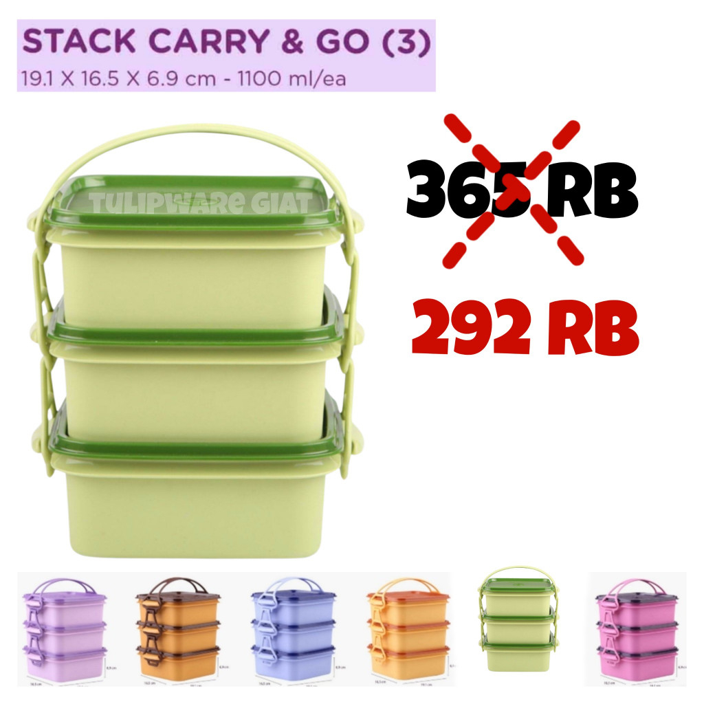 Twin Tulipware Stack Carry and Go SCAG RANTANG SUSUN 3 Bisa Untuk Mengukus Tulipware Kita