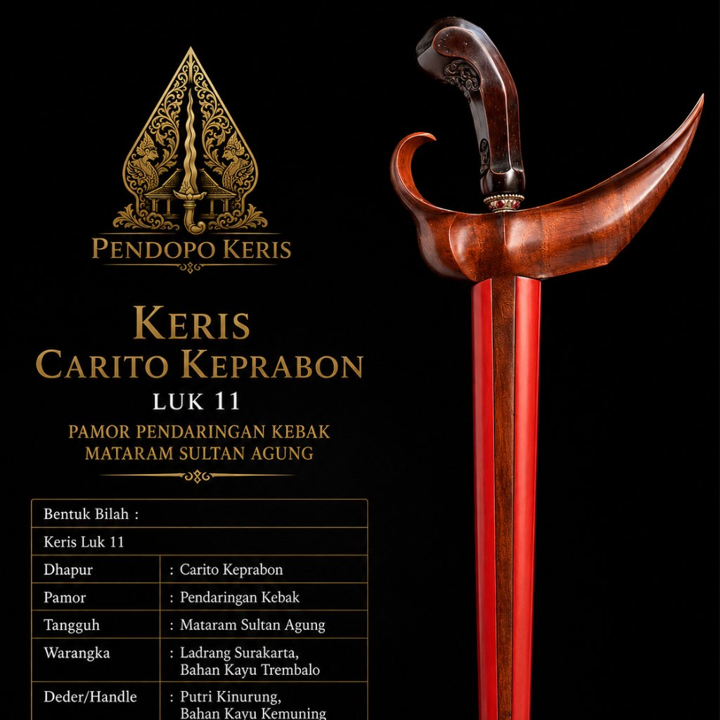 Keris Carito Keprabon Luk 11 Pamor Pendaringan Kebak Mataram Sultan Agung TUS