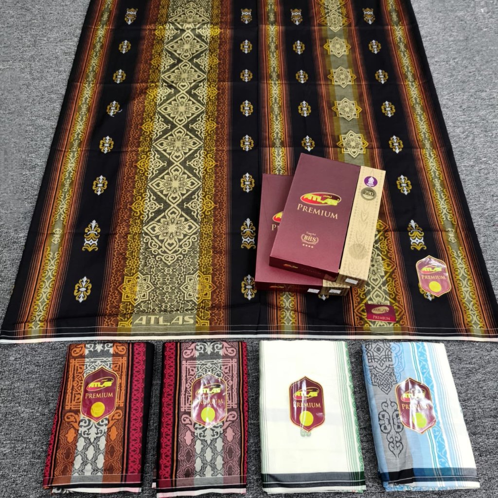 sarung atlas premium 790 gold motif full timbul Jaquard songket