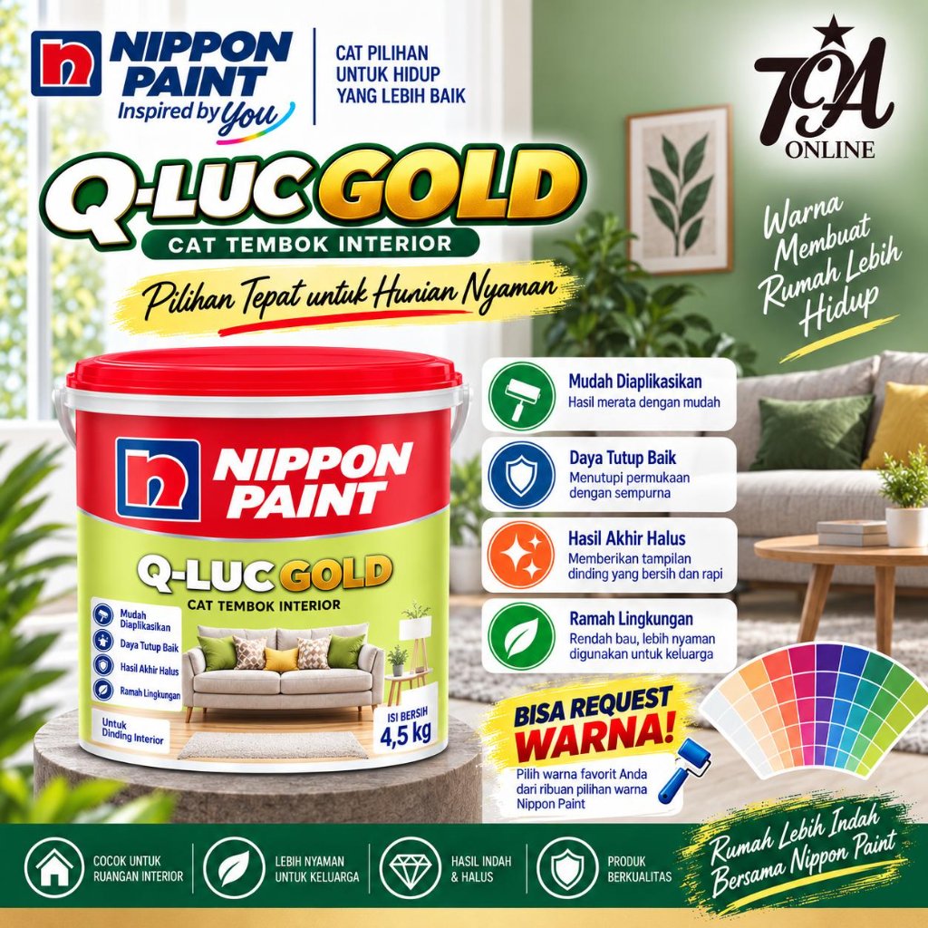 Nippon Qluc Gold 4,5Kg Cat Tembok Interior Ekonomis Anti Pudar Matt