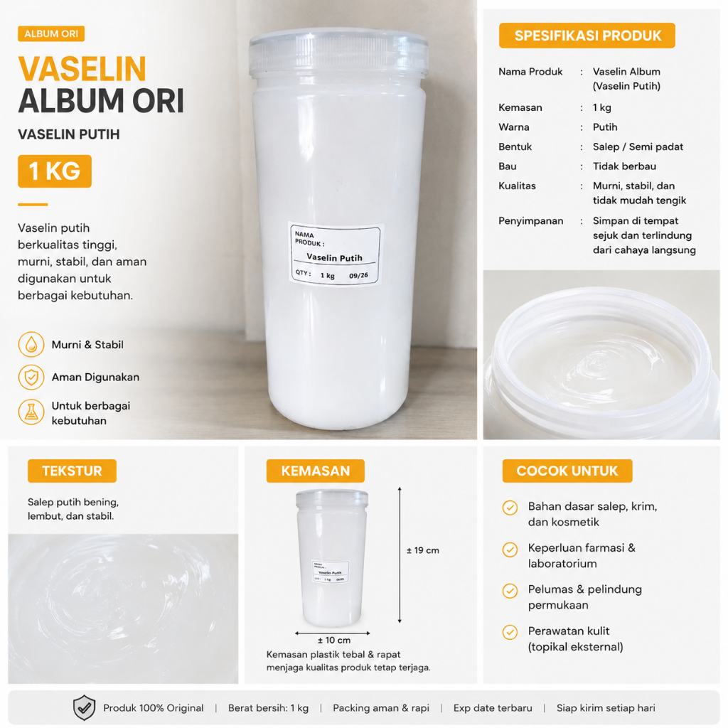 Vaselin Album Ori Vaseline Putih 1 kg|Vaselin Putih