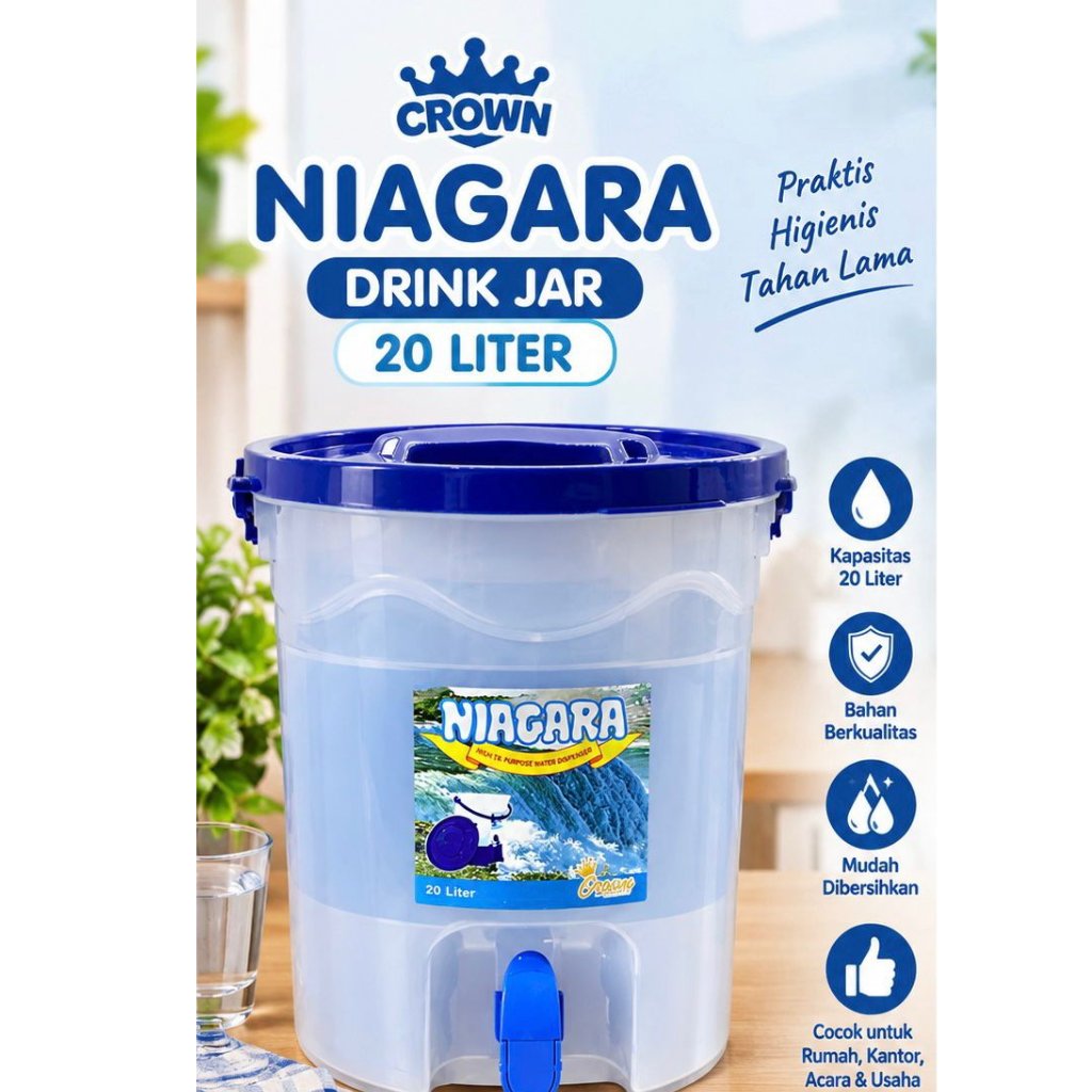 Crown Nigara Drink Jar 20 Liter / Dispenser Air Termos Stainless Jumbo / Tempat Air Minum Besar