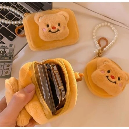 Dompet Koin Berbentuk 3D Beruang Yang Imut Dompet Koin Berantai Mutiara