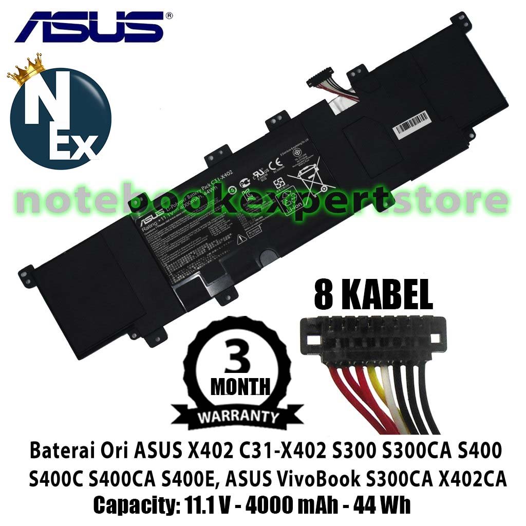 BATERAI ORIGINAL ASUS X402 C31-X402 S300 S300CA S400 S400C S400CA S400E