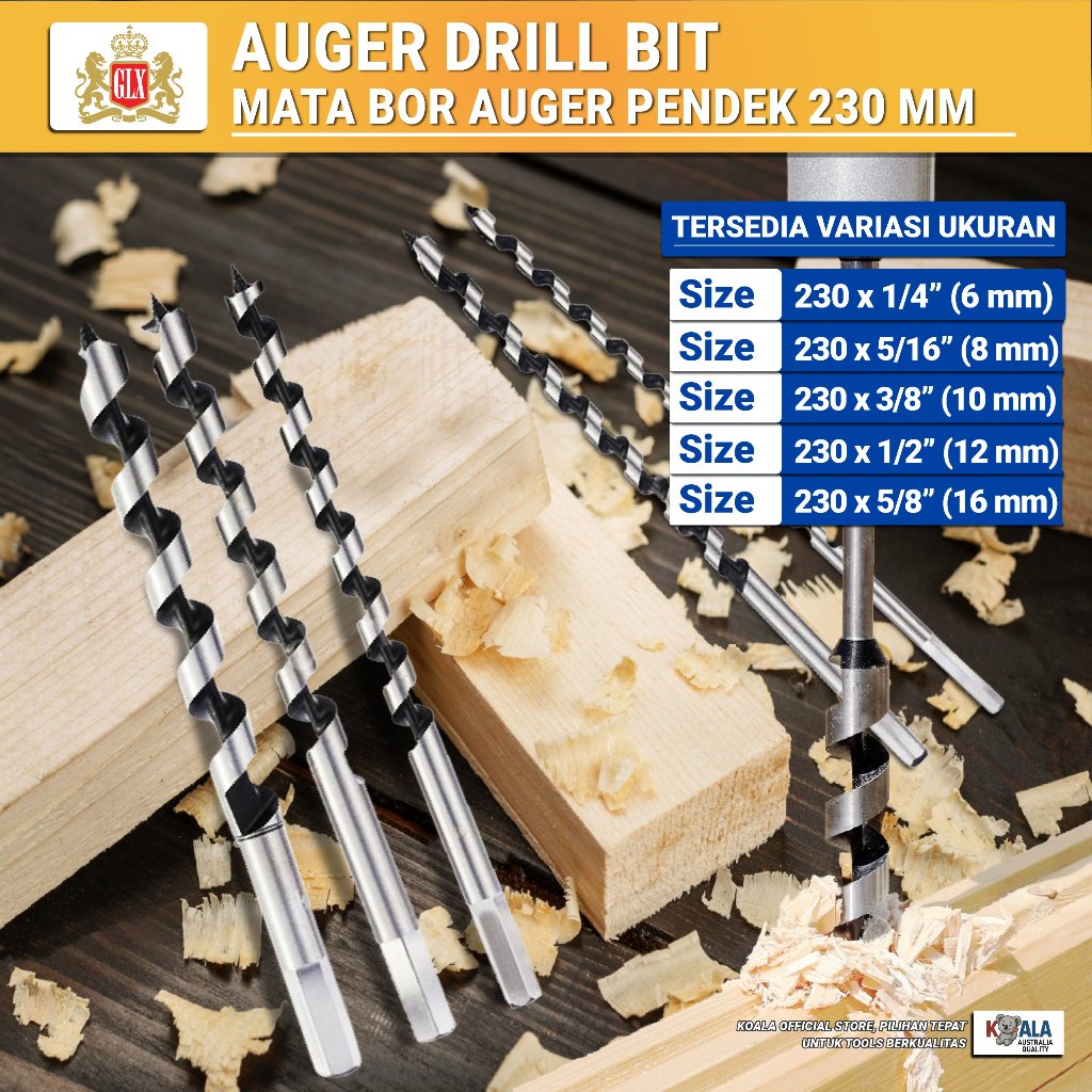 GLX Mata Boer Auger Bit / Mata Bor Kayu Pendek GLX 230