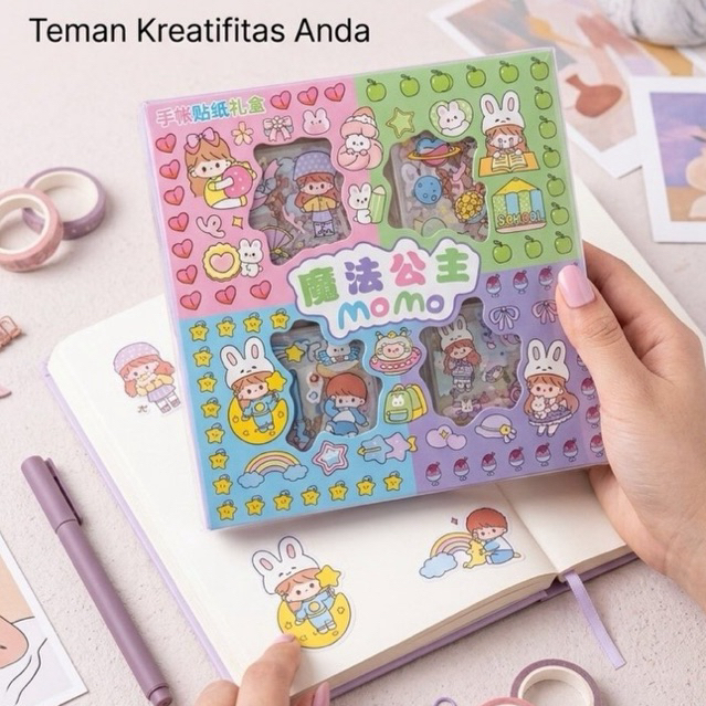 Stiker Motif Box Besar Momo Isi 100pcs / Sticker Momo 100pcs