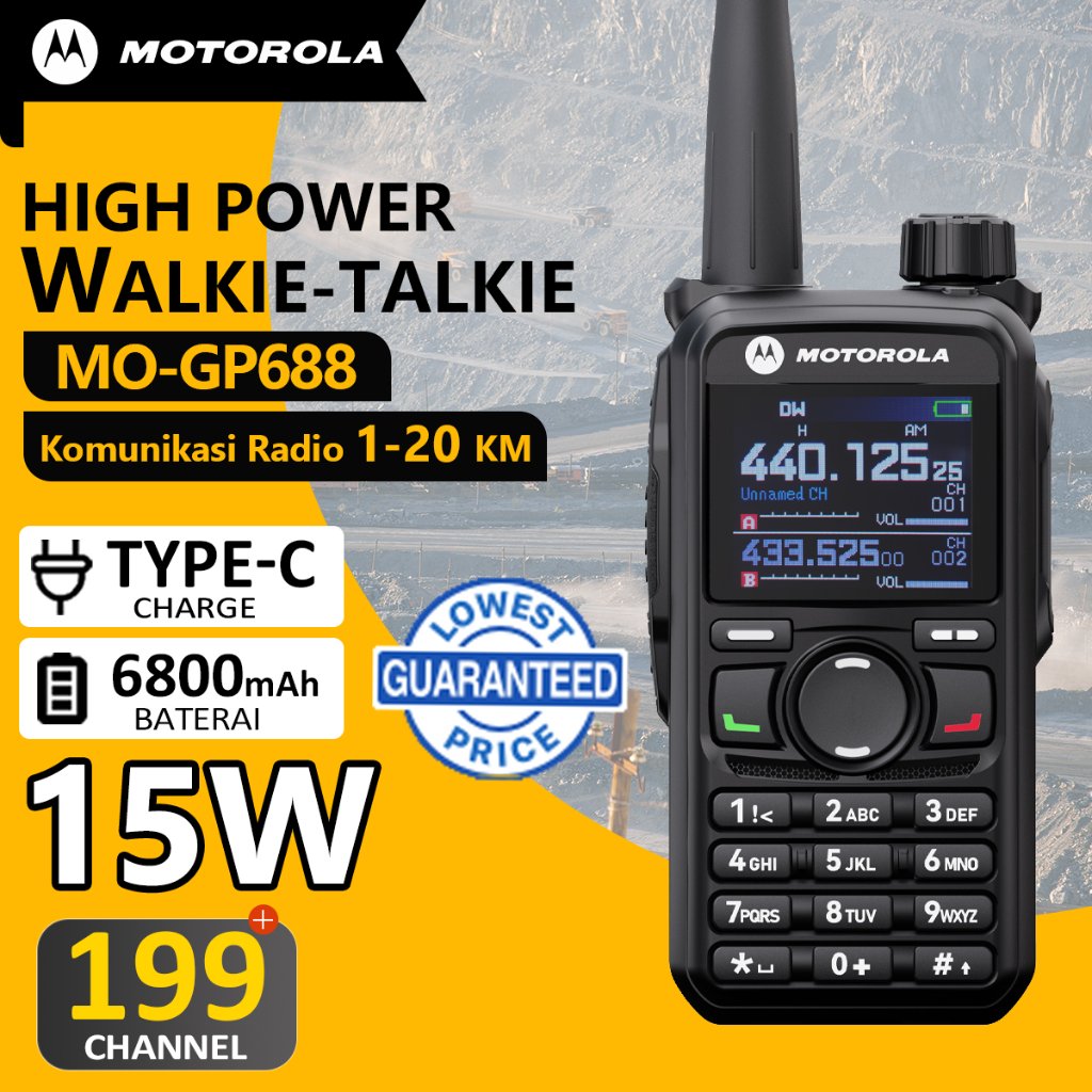HT Motorola GP688 Handy Talky Walkie Talkie anak hand phone perang kat outdoor 20KM Pengisian Daya T
