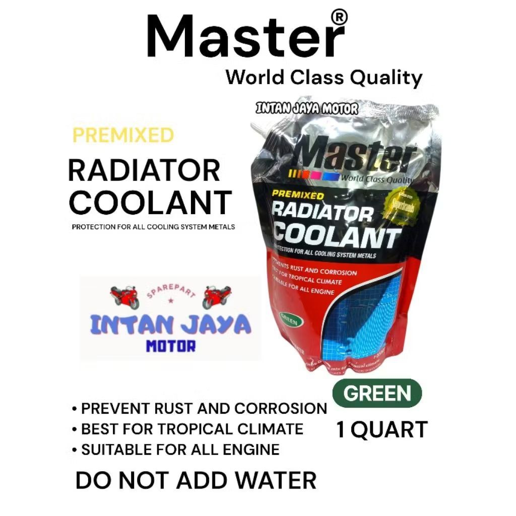 1 pcs MASTER Air Radiator Coolant Pendingin Motor Mobil Premixed Refill 1 Quard Hijau Green / Air Co