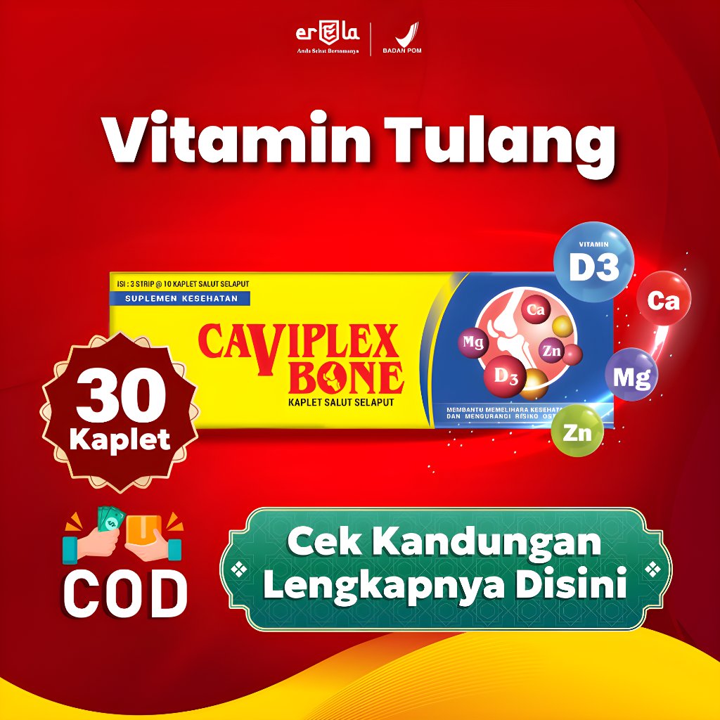 [BEST SELLER DISKON] CAVIPLEX BONE 1 BOX (30 Kaplet) - Suplemen untuk Memelihara Kesehatan Tulang