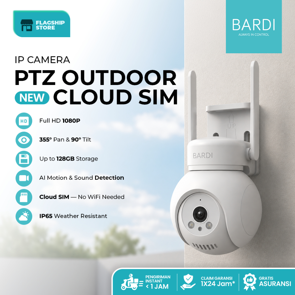 Bardi IP Camera Outdoor PTZ with Cloud SIM Kamera Pengawas