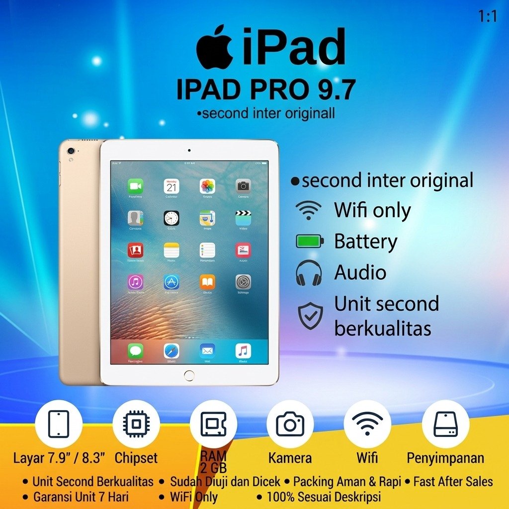 COD APPLE IPAD 9.7 PRO WIFI ONLY //SECOND INTER ORIGINAL//BATRAI 100%ORI