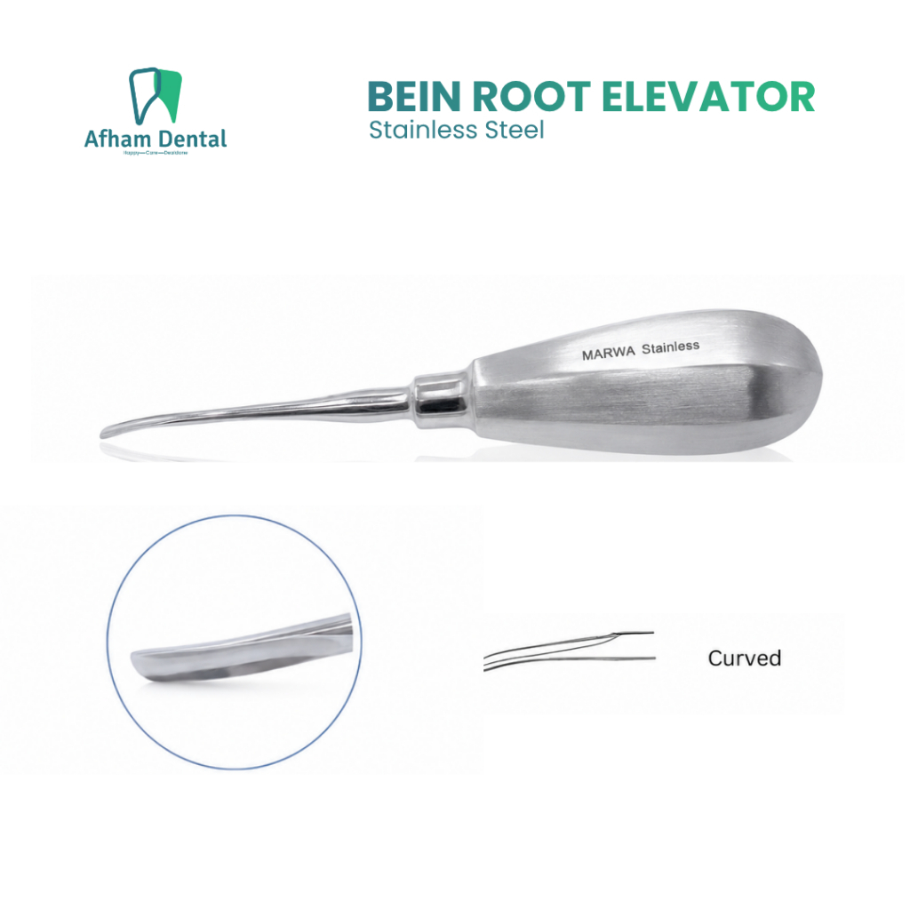 Bein Root Elevator  2 mm 3 mm 4 mm / Bein Dental Gigi Bengkok Lengkung / Bein Root Elevator Curved