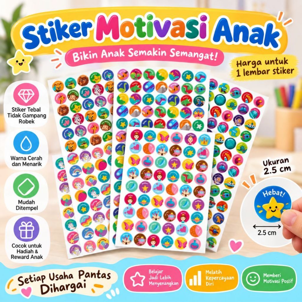 KIDSINK STIKER MOTIVASI Edisi Bahasa Indonesia Anti Air / Reward Stiker