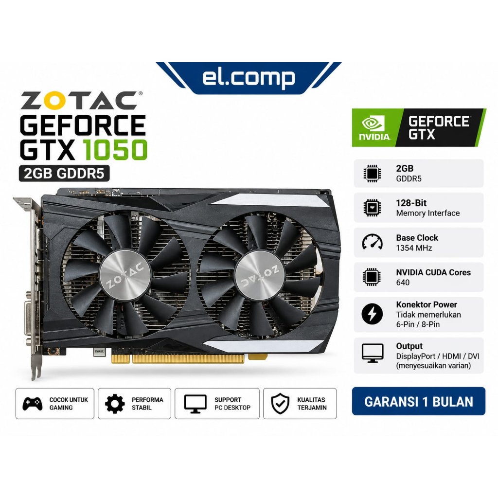 VGA ZOTAC GTX 1050 2GB 2ND MULUS