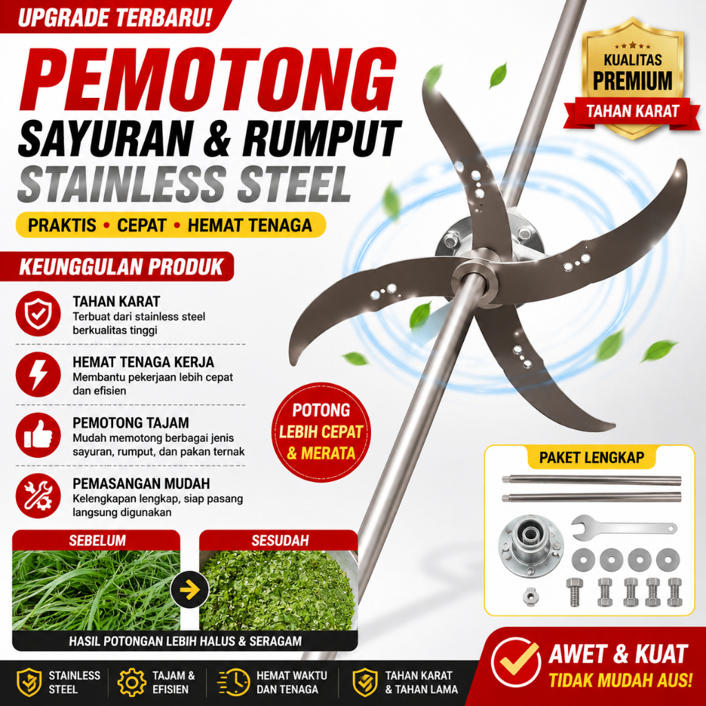 [COD]Pisau pemotong rumput serbaguna, pisau pencacah pakan ternak, pisau pencacah daun untuk pakan a