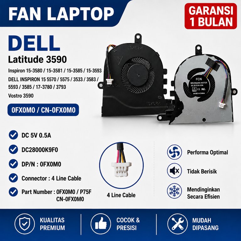 Fan Laptop D*ll Latitude 3590 Inspiron 15-3580 15-3581 15-3585 15-3593 INSPIRON 15 5570 5575 3533 35