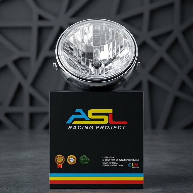 Lampu Depan Motor Bulat ASL Racing Project - Headlamp Reflektor