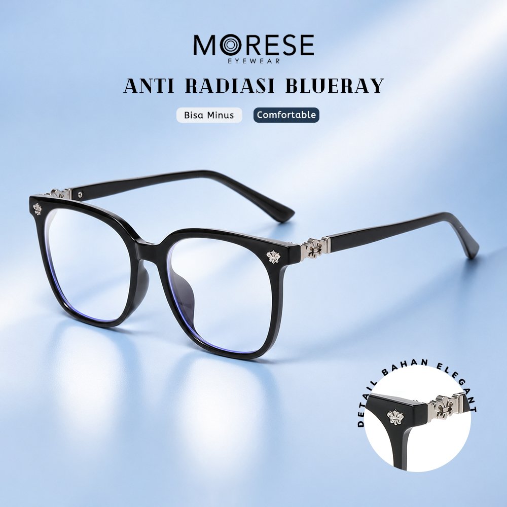 Morese Kacamata Antiradiais Blueray Model Kotak Simple Design Bahan TR90 Elegant Fashion Unisex Pria