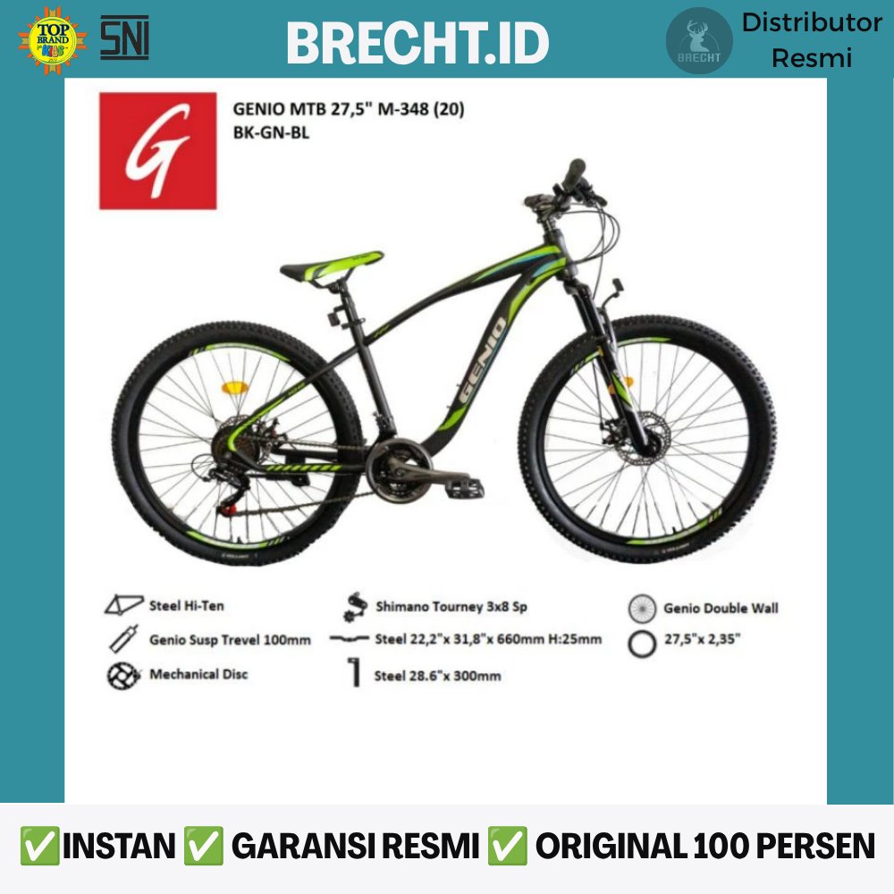 Sepeda Gunung MTB GENIO M 348 GENIO M-348 GENIO M348 Steel 24 Speed UKURAN 27.5 Inch REMAJA-DEWASA