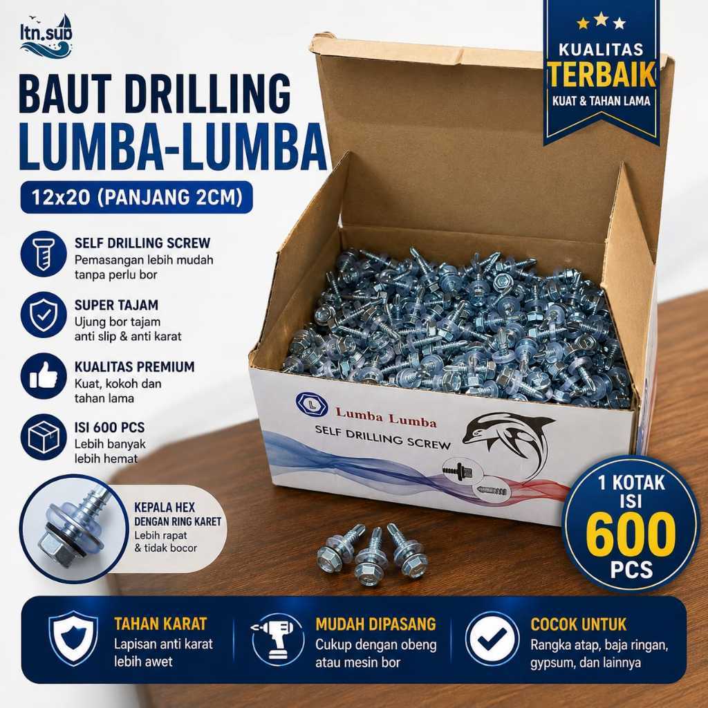 Baut Drilling Lumba-Lumba Self Drilling Screw 10x19 10x16 12x20 12x30 12x50 12x60