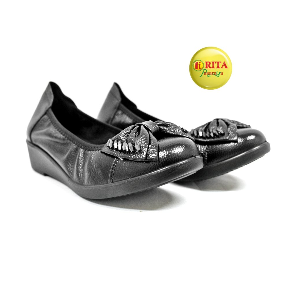 Rohde Flatshoes Wanita Kulit Hitam Elegan