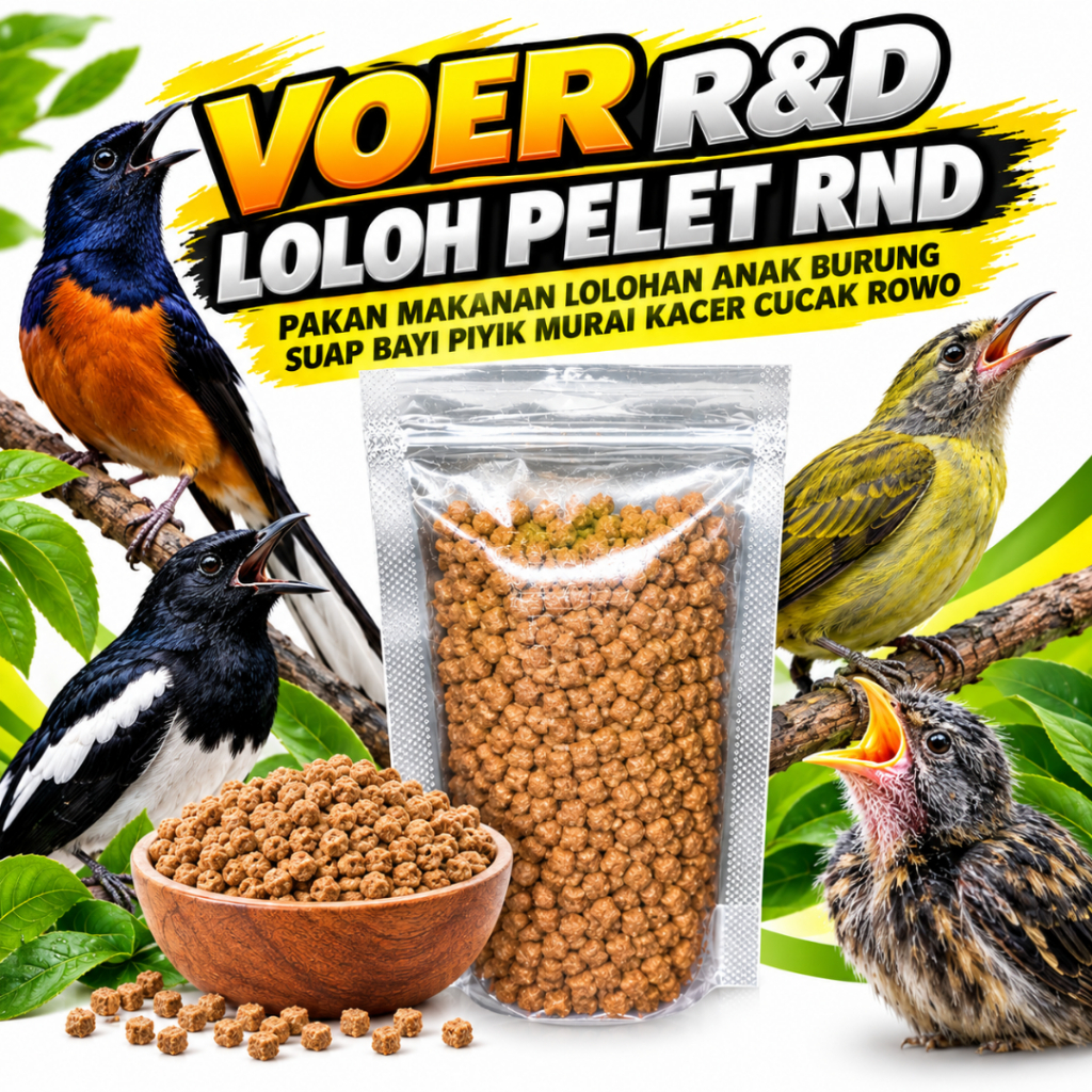 VOER R&D LOLOH 100 GRAM PELET RND PAKAN MAKANAN LOLOHAN ANAK BURUNG PIYIK MURAI KACER CUCAK ROWO