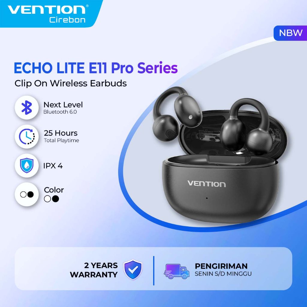 Vention TWS True Wireless Bluetooth ENC Earphones Earbuds Echo Clip A11 - NBW