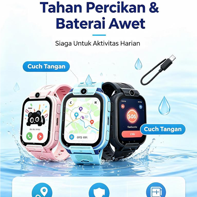 BLUE SKY L16 Smartwatch Anak 4G LTE, Panggilan Video Dua Arah, GPS Pelacakan Real Time, Tombol SOS D