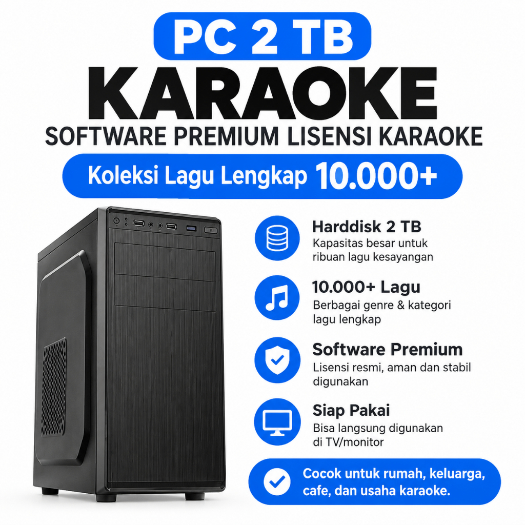 PC 2 TB Karaoke Software Premium Lisensi Karaoke Koleksi Lagu Lengkap 10.000+ Harddisk 2 TB
