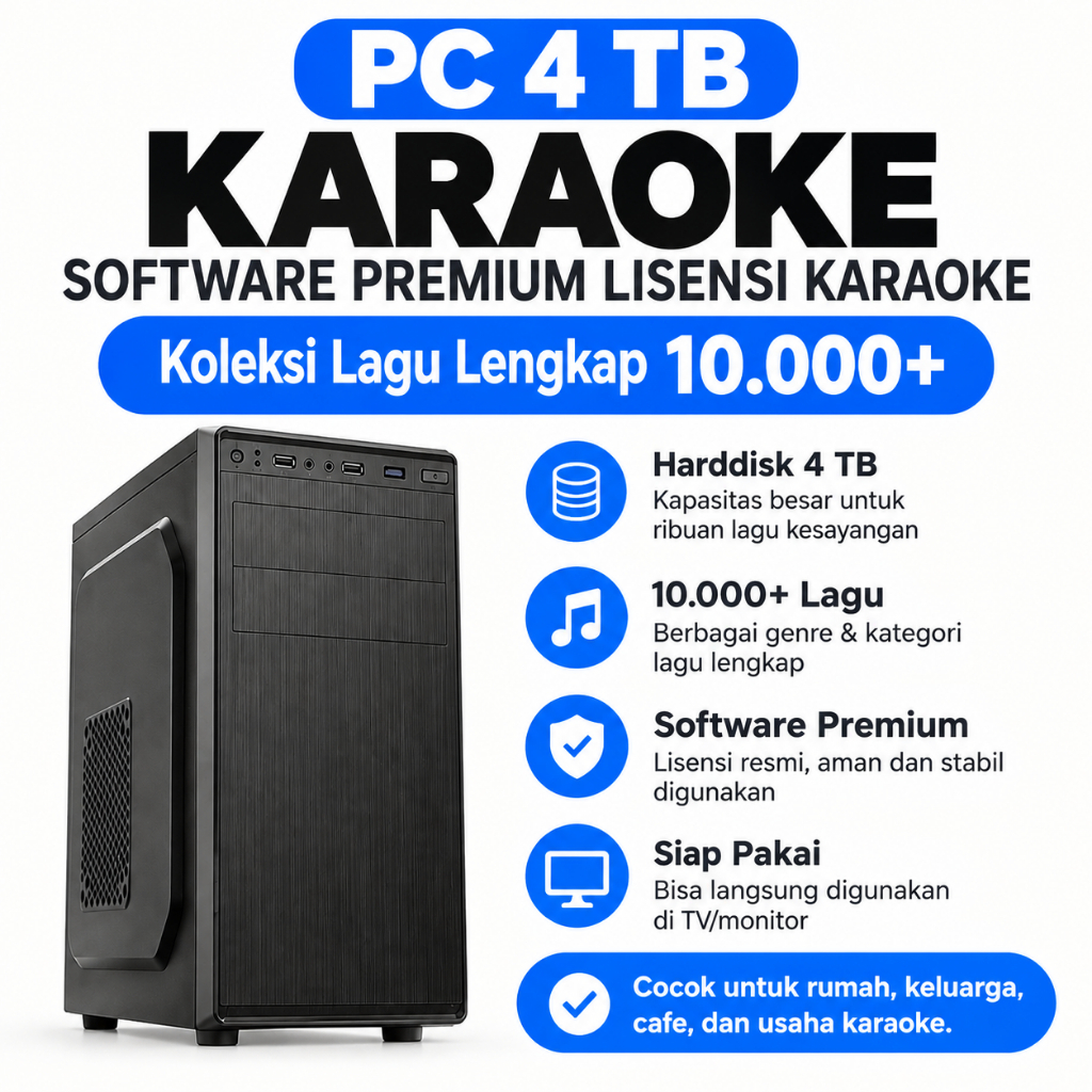 PC 4 TB Karaoke Software Premium Lisensi Karaoke Koleksi Lagu Lengkap 10.000+