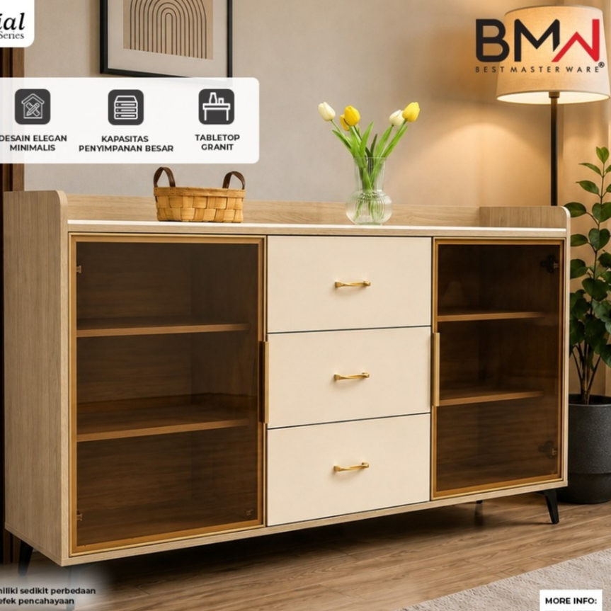 Pillario Furniture Lemari Buffet Modern Kokoh / Lemari Buffet Minimalis 120cm / 140cm / 160 cm