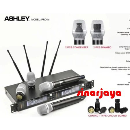 Mic Wireless Ashley PRO M Original Dual Mic Dynamic - Condensor