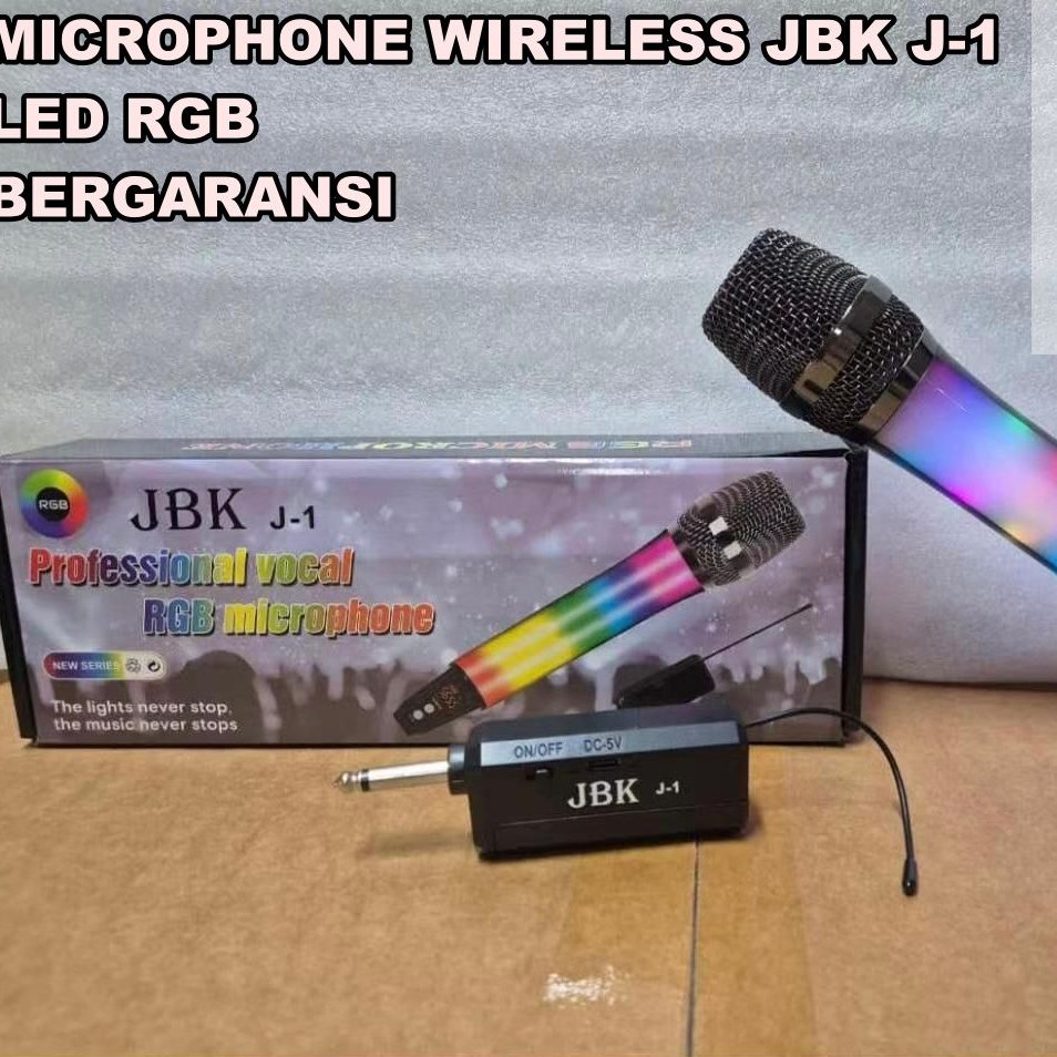 MIC WIRELESS JBK MICROPHONE BERLAMPU RGB LED RESMI TERBARU