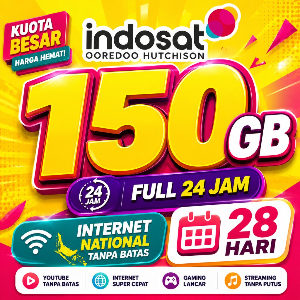 Kuota Indosat 40GB 24 Jam 28 Hari Nasional Internet Murah IM3 150gb