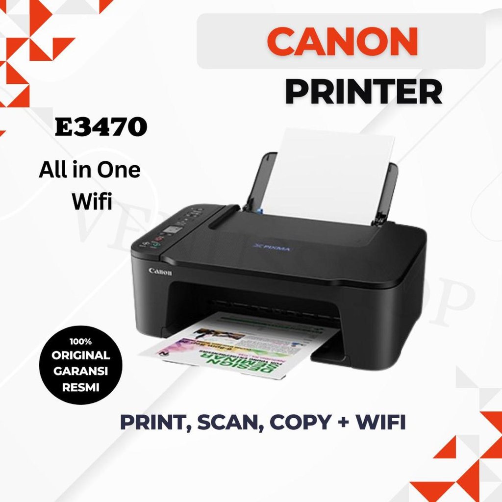 CANON PRINTER PIXMA E3470 ALL IN ONE - Print Scan Copy - WIFI- Pengganti  E-470*Garansi resmi*