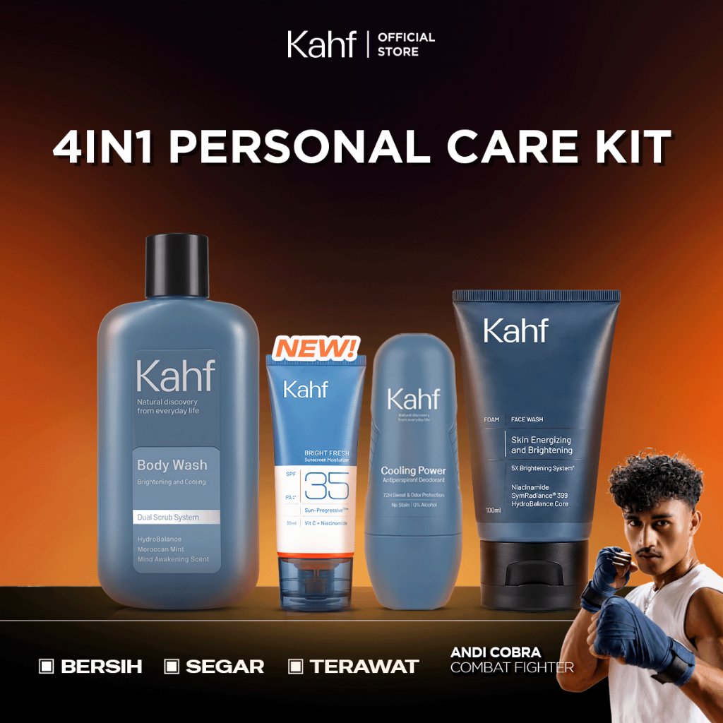 [SPESIAL PAKET ANDI COBRA] Kahf Paket 4in1 Personal Care Set - Bundle Perawatan Daily (Facial Wash, 