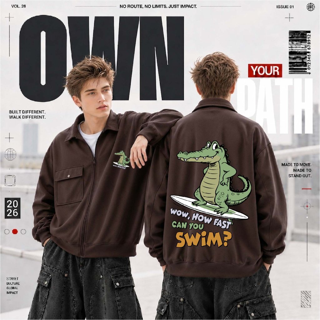 Jaket Kerah Collar [SWECLO.ID] Oversize CROCODILE FAST SWIM 280 GSM | Jaket Polos Unisex Pria Wanita