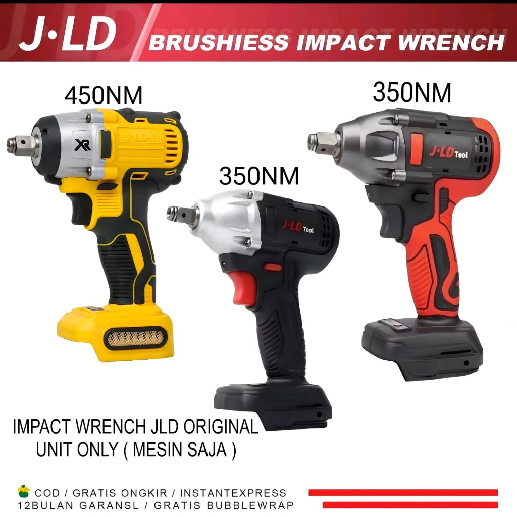 JLD TOOLS IMPACT WRENCH 350NM-450NM ORIGINAL JLD MESIN BOR IMPACT BRUSHLESS  ( MESIN SAJA )