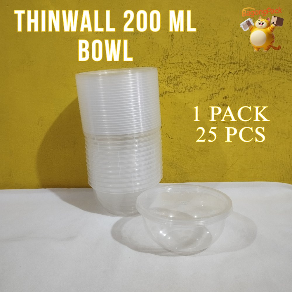 25 Set Mangkok Plastik Thinwall Bening Bowl - Tahan Panas & Anti Tumpah