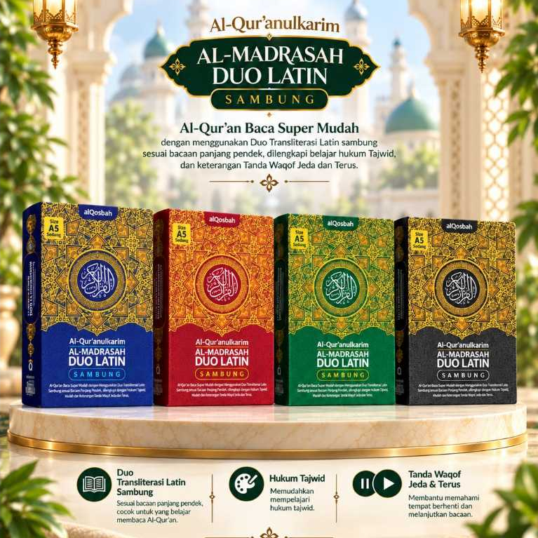 Al Quran BESAR Alqosbah / Alquran almadrasah duo latin Sambung A4 / AlQuran Terjemah Latin