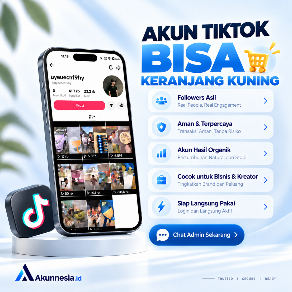 Akun TikTok Followers Organik | Bisa Live & Affiliate | Keranjang Kuning | Akun Bisnis Kreator