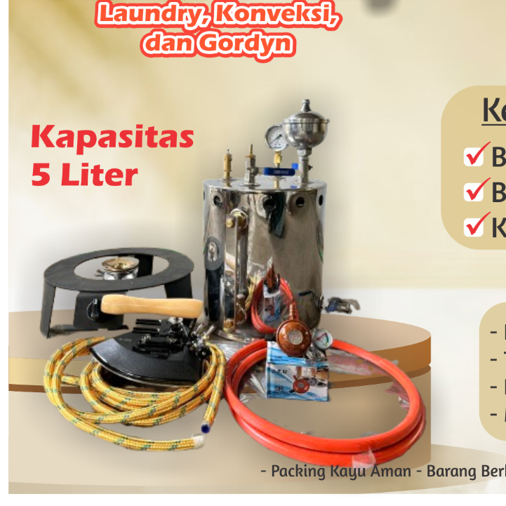 SETRIKA UAP BOILER LAUNDRY KAPASITAS 5 LITER 
