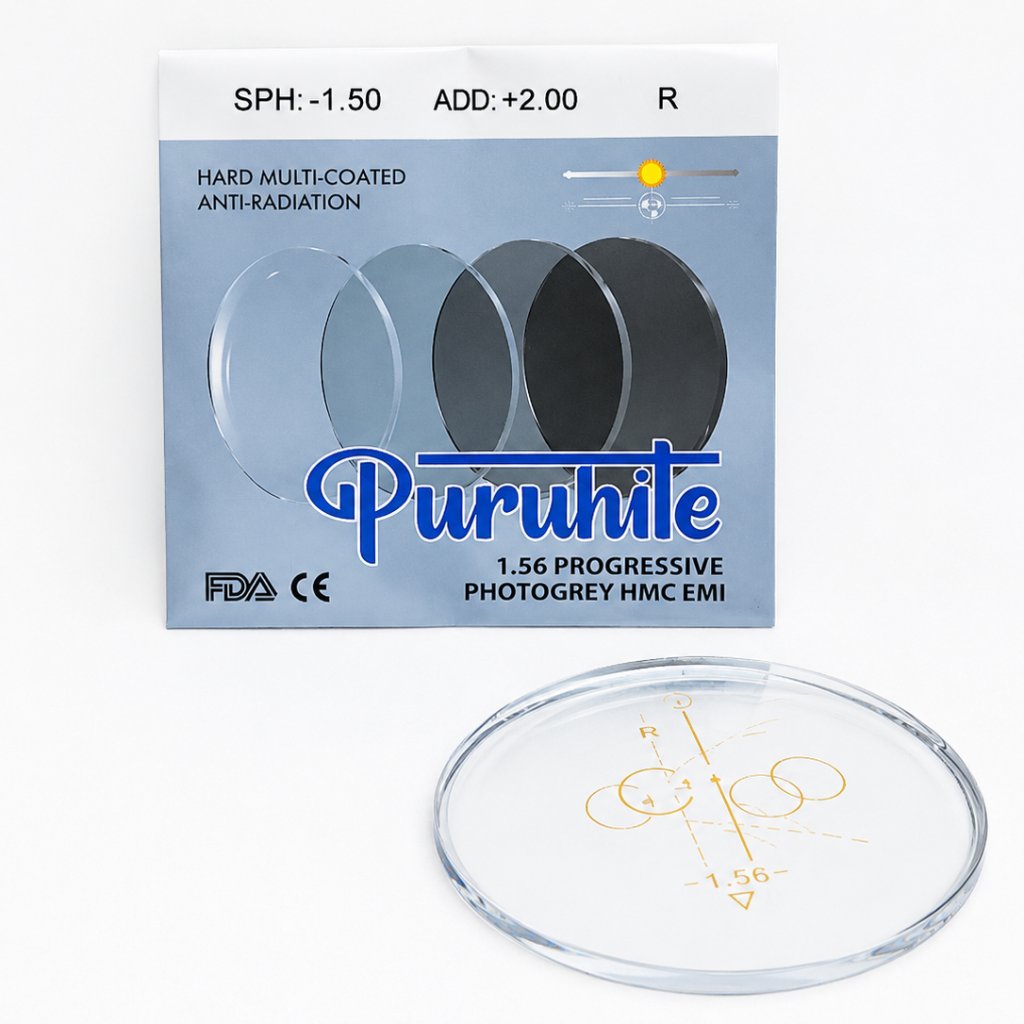 Puruhite - Lensa Kacamata Progressive Photocromic Green Coating